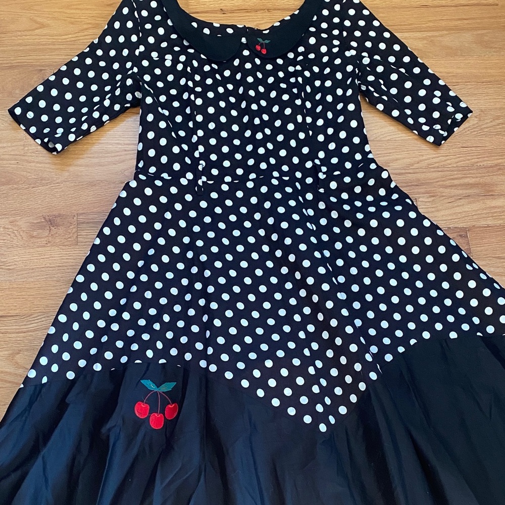 Collectif x ModCloth Black and White Polka Dot Swing Dress